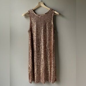 Mariana Gold Sequin Shift Dress Size 8